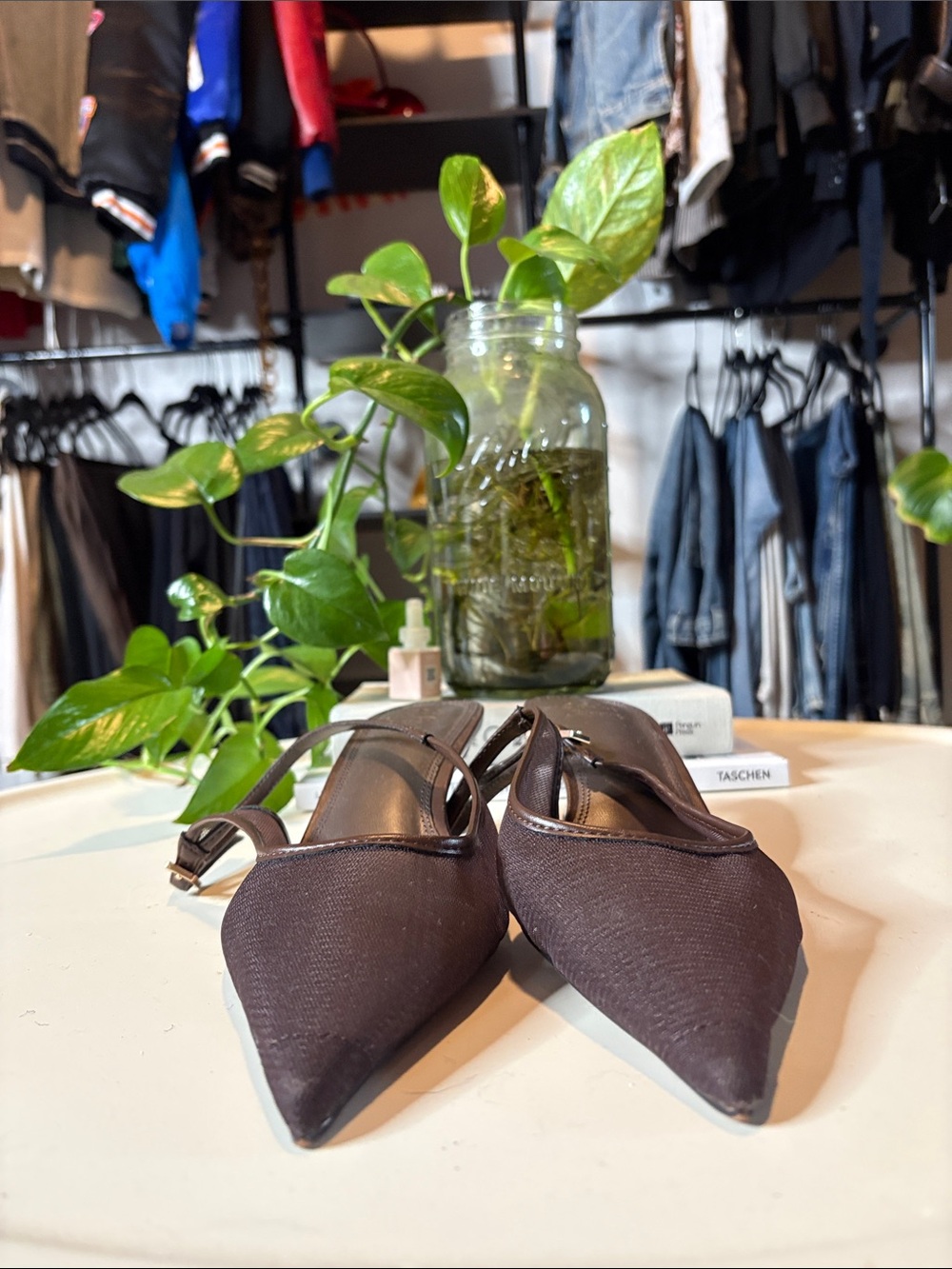 ASOS Brown Pointed Slingback Flats